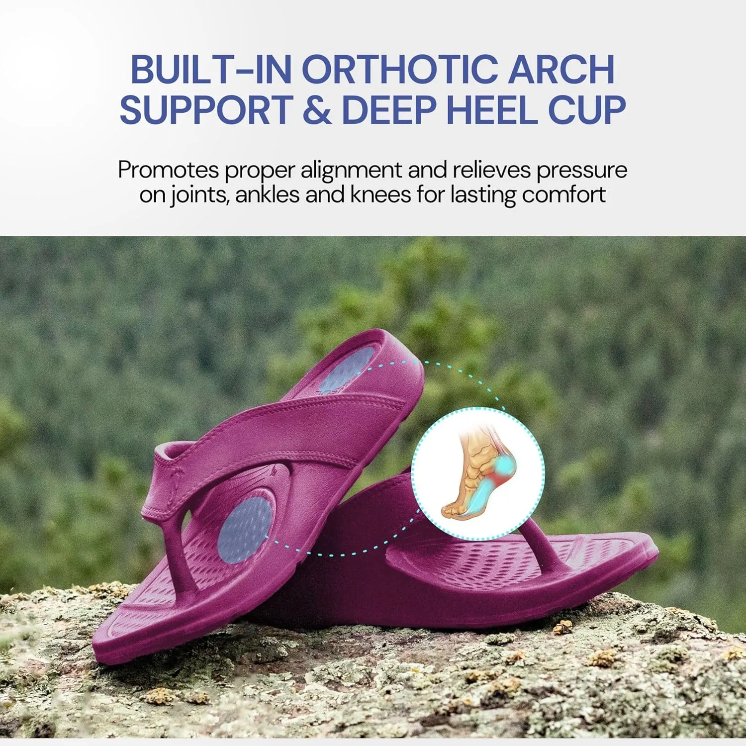 NUUSOL Unisex Cascade Flip Flops; Non-Slip Hiking/Plantar Fasciitis Footwear; Soft Cushion, Lightweight & Comfortable; Arch Support & Textured Footbed, Pain Relief for Joint, Neck & Back Injuries