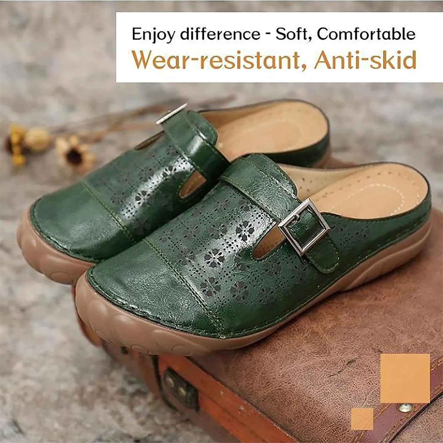 oiangi Clogs Sandals for Women with Arched Support Summer Comfortable Flower Hollow Closed Toe Slip-on Slippers Soft Breathable Outdoor Non-Slip Shoes