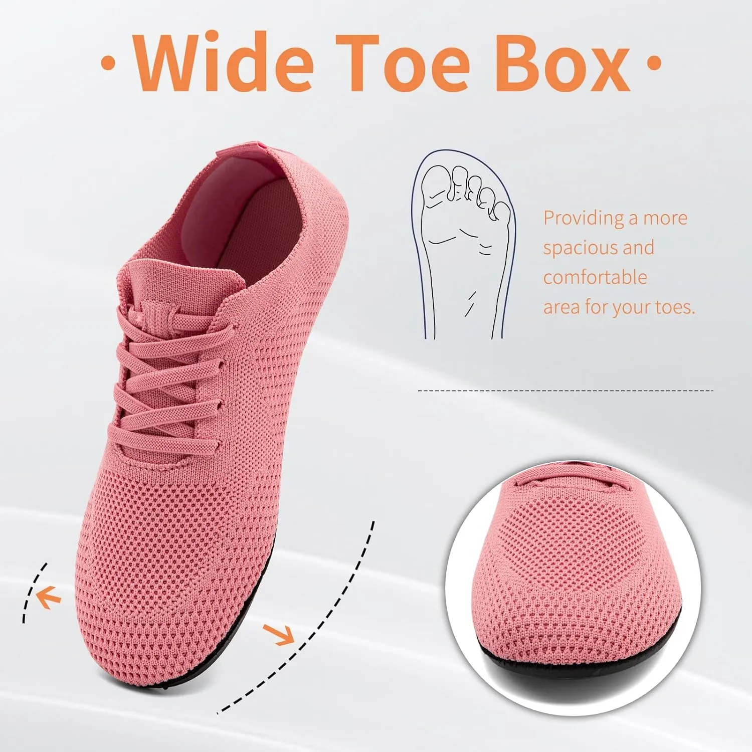 Oltyutc Women's Wide Minimalist Barefoot Shoes Zero Drop Tennis Running Shoes Slip On Walking Sneakers Gym Workout Trail Trainers