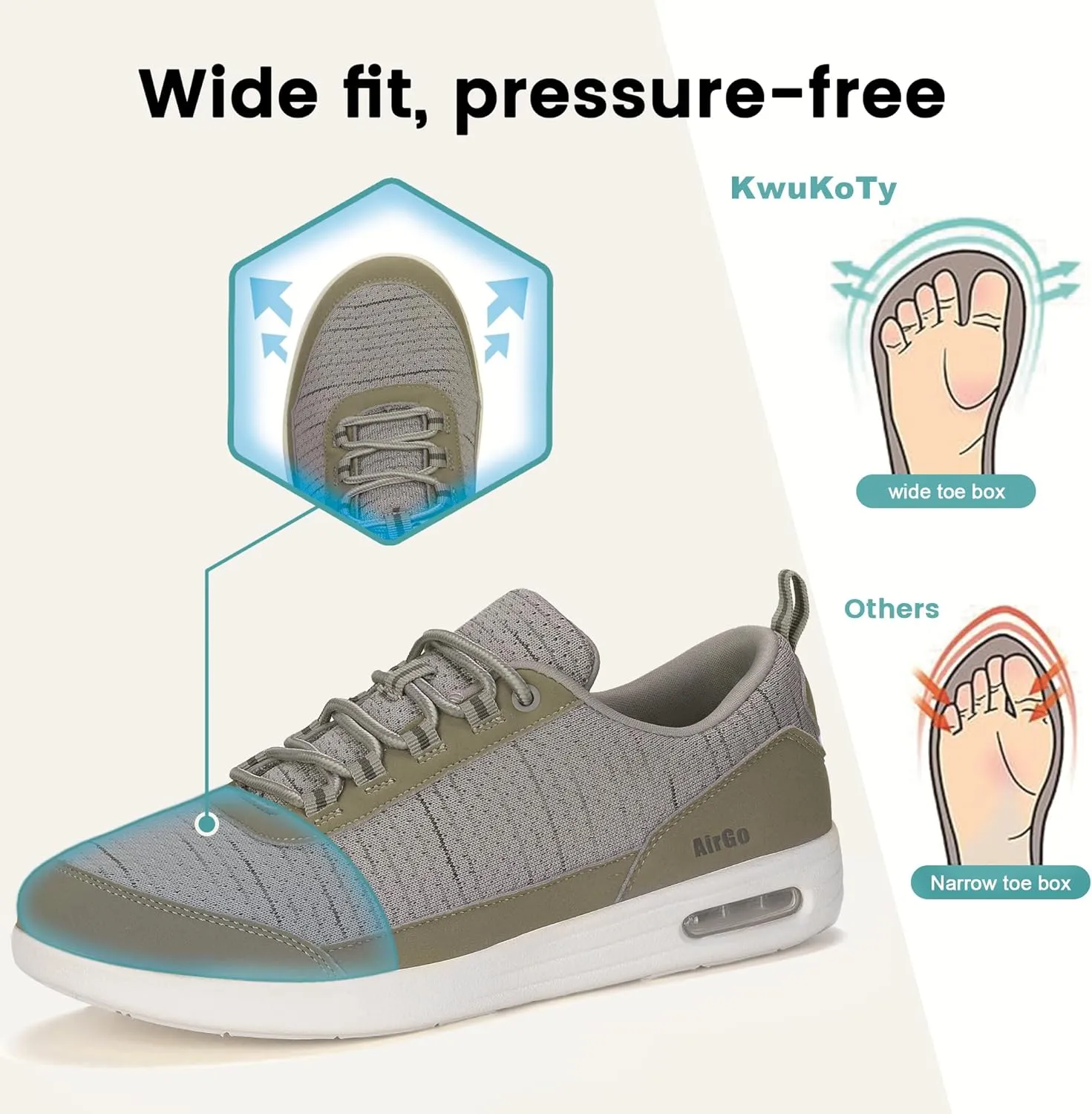 Orthopedic Running Tennis Spring Walking Sneakers Lightweight Comfortable Air Cushion Wide Fit Comfort Size 6.5-13
