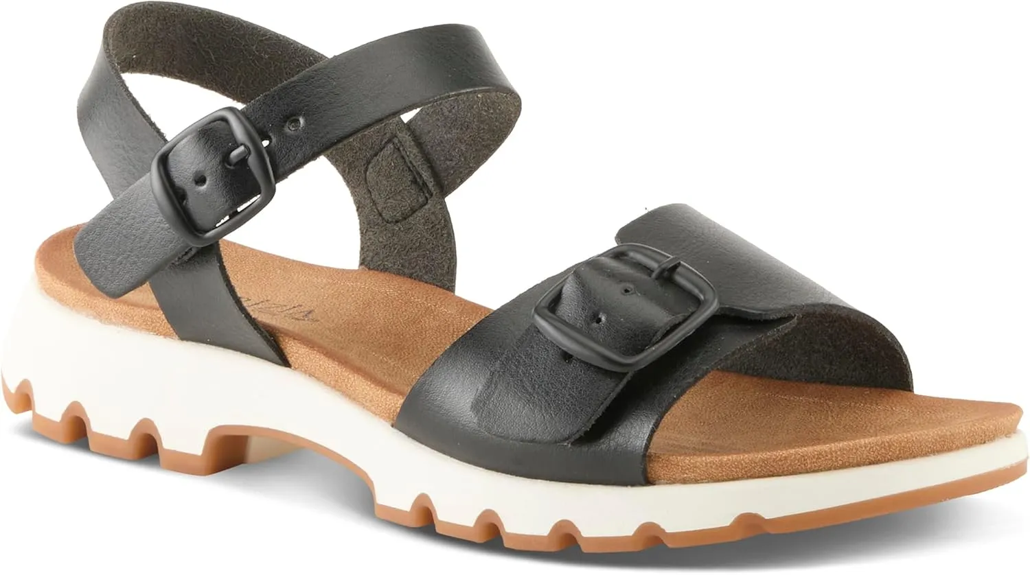 PATRIZIA Women's BUNCH Buckle Sandals - Adjustable Faux Leather Straps, Cushioned Footbed, Sporty White Sole