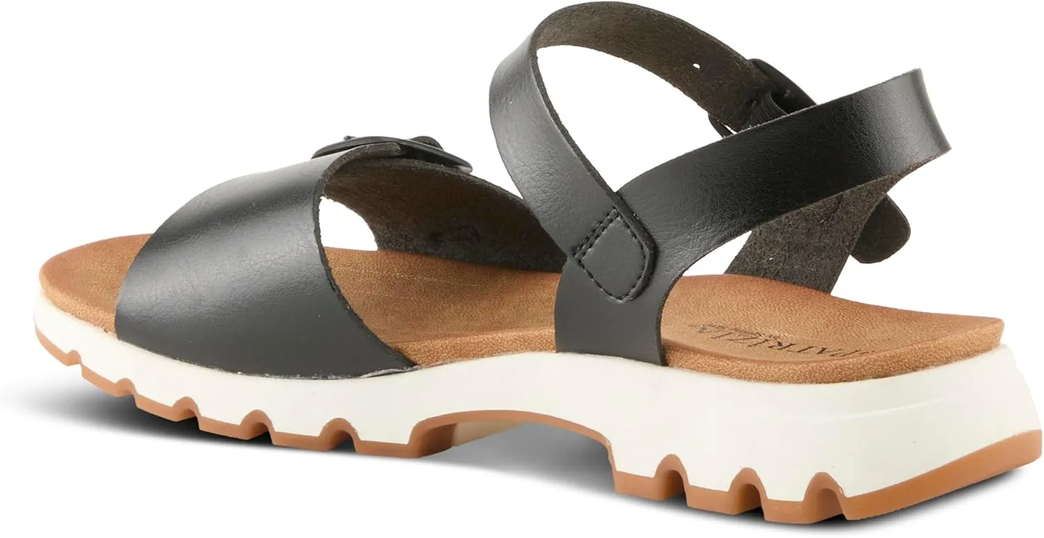 PATRIZIA Women's BUNCH Buckle Sandals - Adjustable Faux Leather Straps, Cushioned Footbed, Sporty White Sole