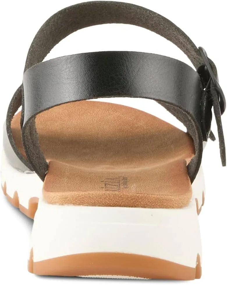 PATRIZIA Women's BUNCH Buckle Sandals - Adjustable Faux Leather Straps, Cushioned Footbed, Sporty White Sole