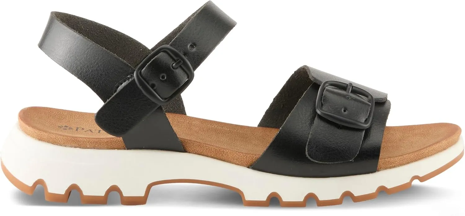PATRIZIA Women's BUNCH Buckle Sandals - Adjustable Faux Leather Straps, Cushioned Footbed, Sporty White Sole