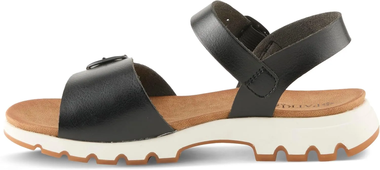 PATRIZIA Women's BUNCH Buckle Sandals - Adjustable Faux Leather Straps, Cushioned Footbed, Sporty White Sole