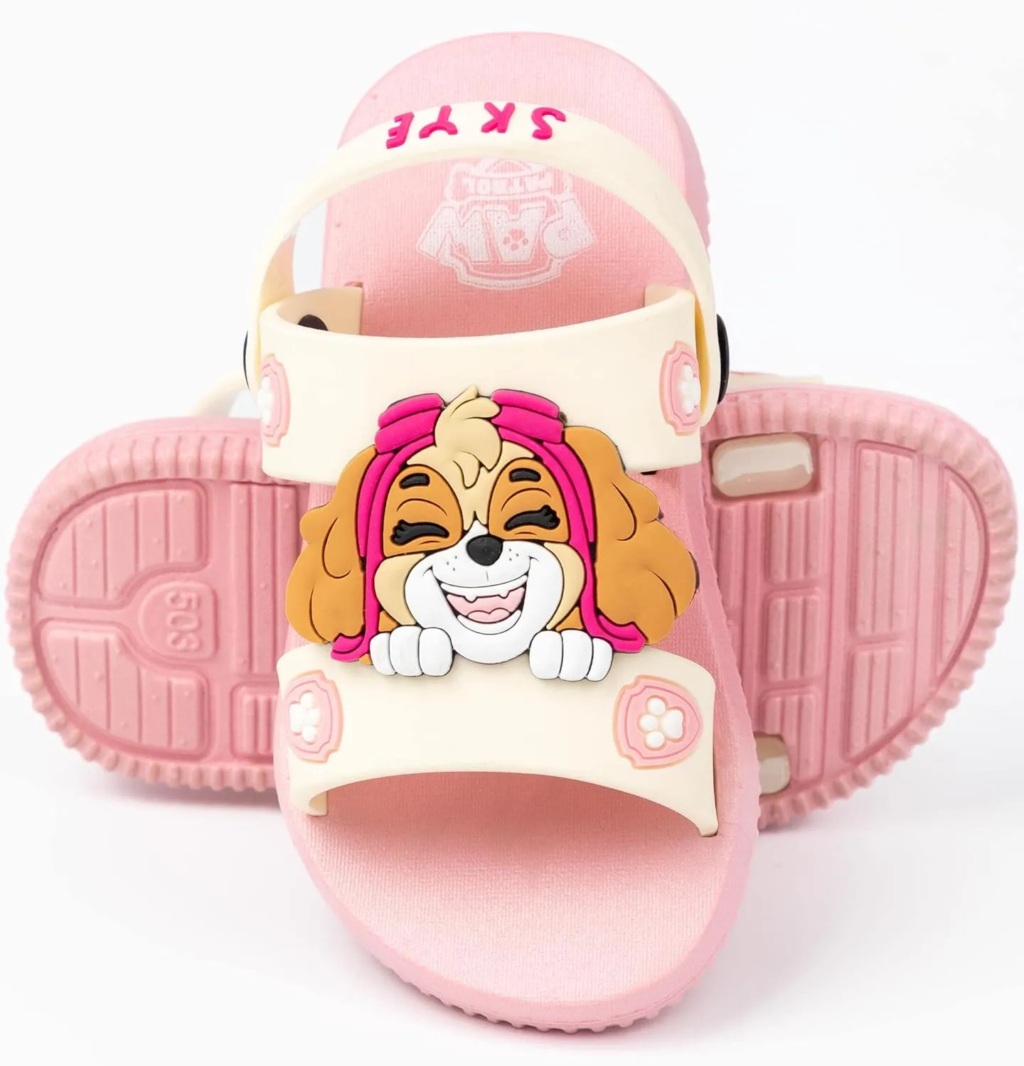 Paw Patrol Girls Sandals | Kids Pink Sliders with Supportive Strap | Skye The Rescue Pup Summer Shoes | Slip-on Footwear