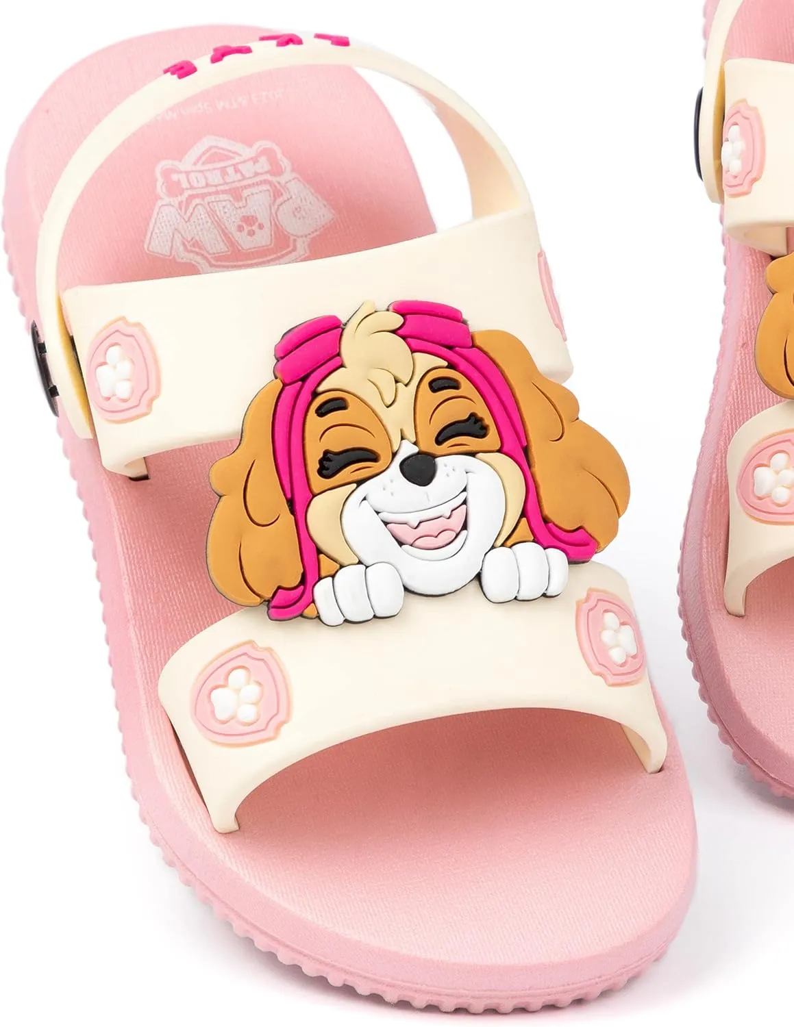 Paw Patrol Girls Sandals | Kids Pink Sliders with Supportive Strap | Skye The Rescue Pup Summer Shoes | Slip-on Footwear