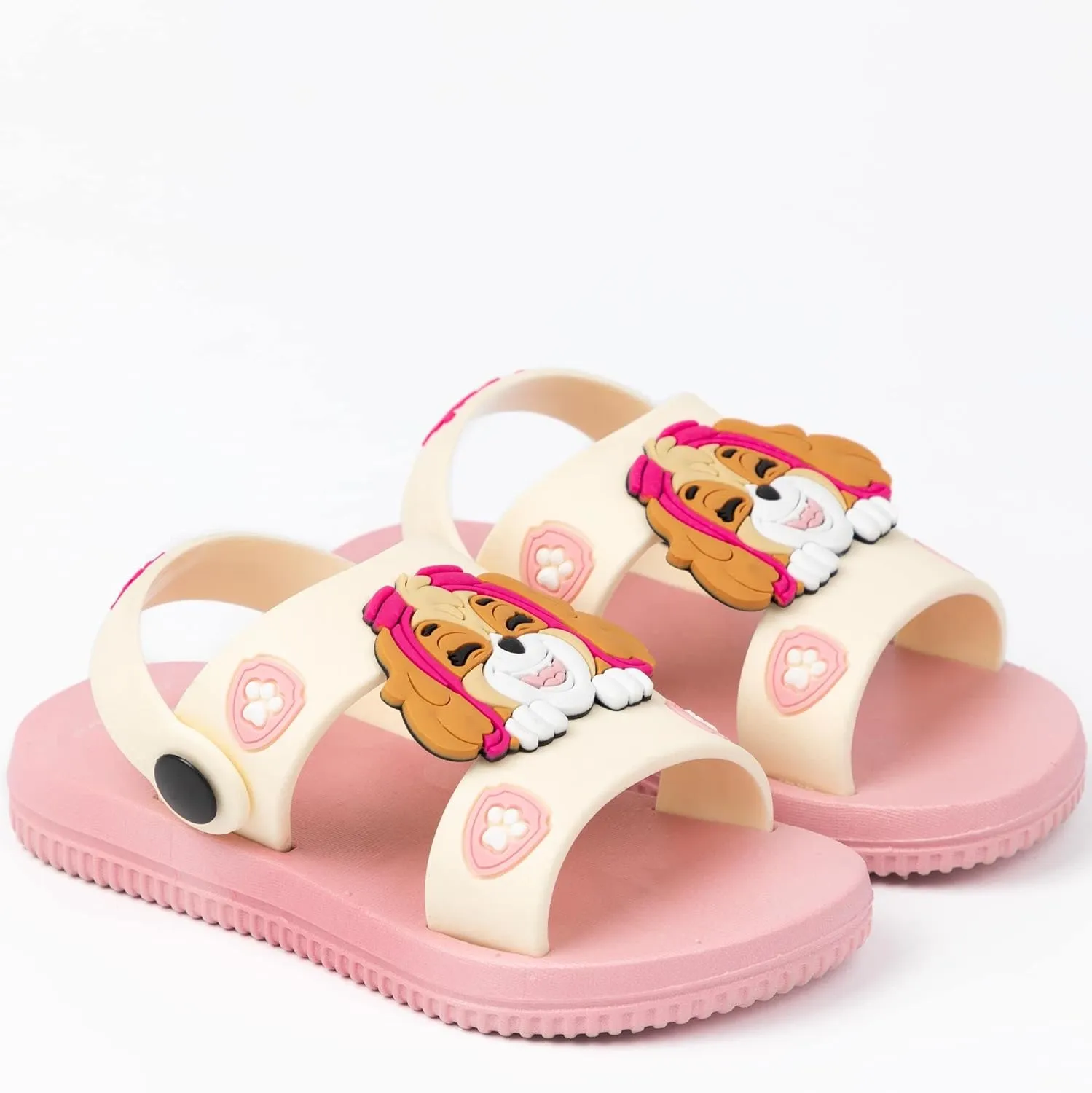 Paw Patrol Girls Sandals | Kids Pink Sliders with Supportive Strap | Skye The Rescue Pup Summer Shoes | Slip-on Footwear