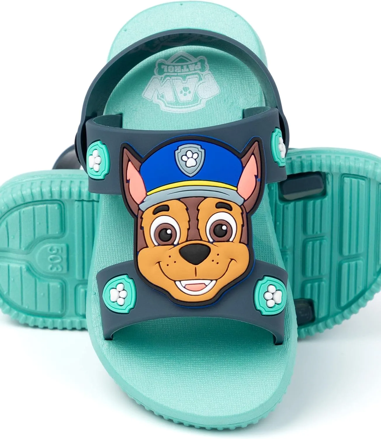 Paw Patrol Kids Sandals | Boys Blue Sliders with Supportive Strap | Chase The Police Dog Summer Shoes | Slip-on Footwear