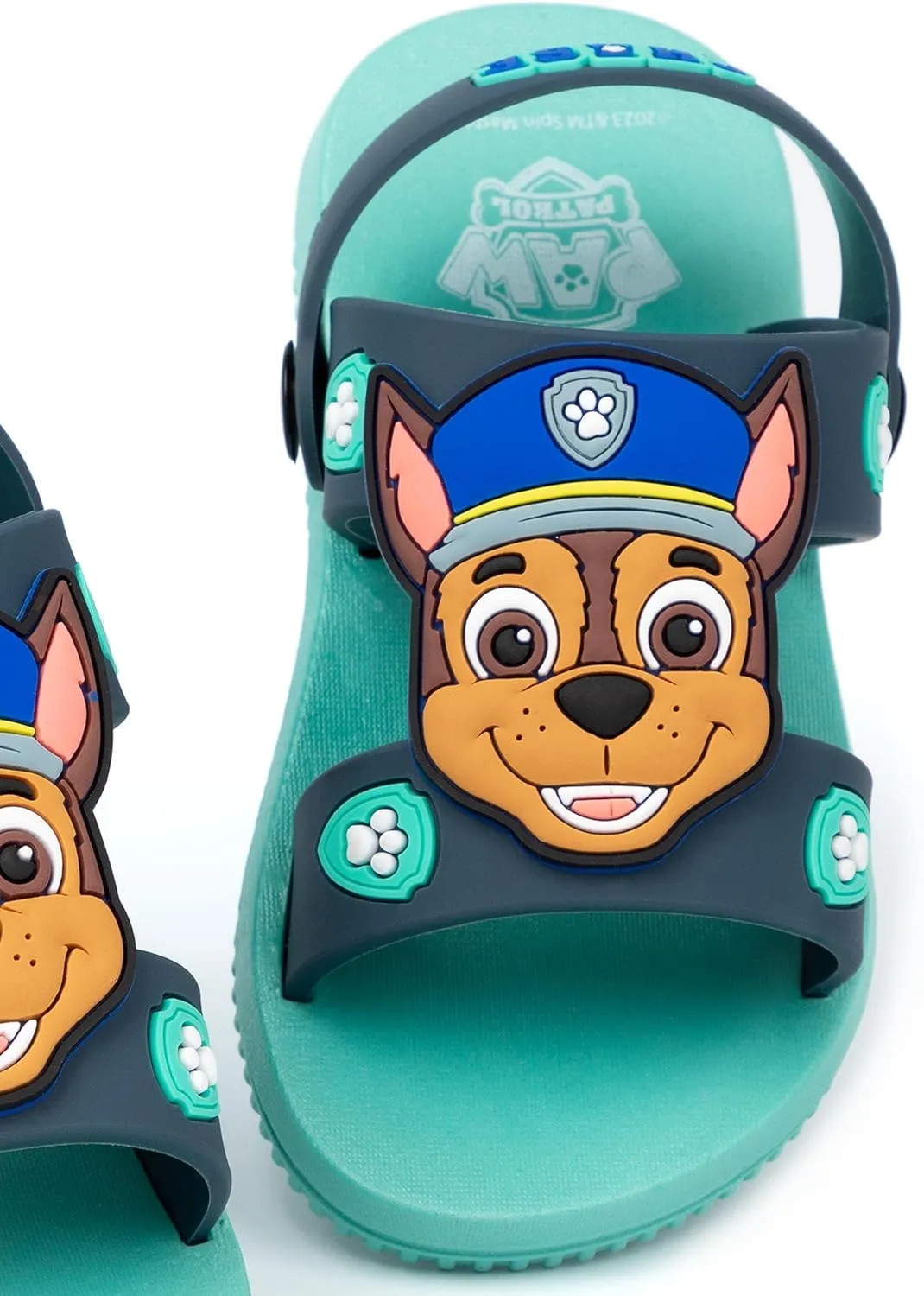 Paw Patrol Kids Sandals | Boys Blue Sliders with Supportive Strap | Chase The Police Dog Summer Shoes | Slip-on Footwear