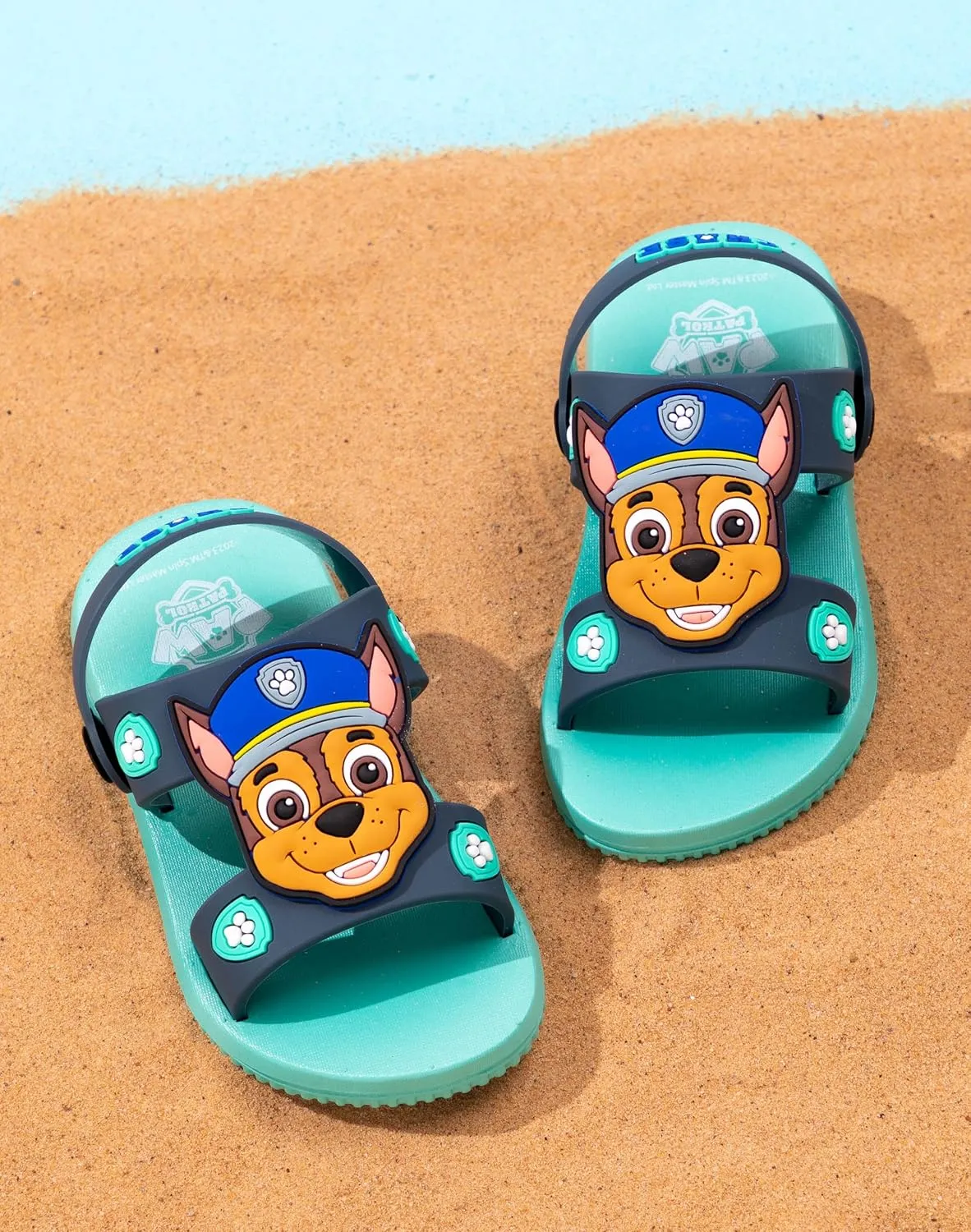 Paw Patrol Kids Sandals | Boys Blue Sliders with Supportive Strap | Chase The Police Dog Summer Shoes | Slip-on Footwear