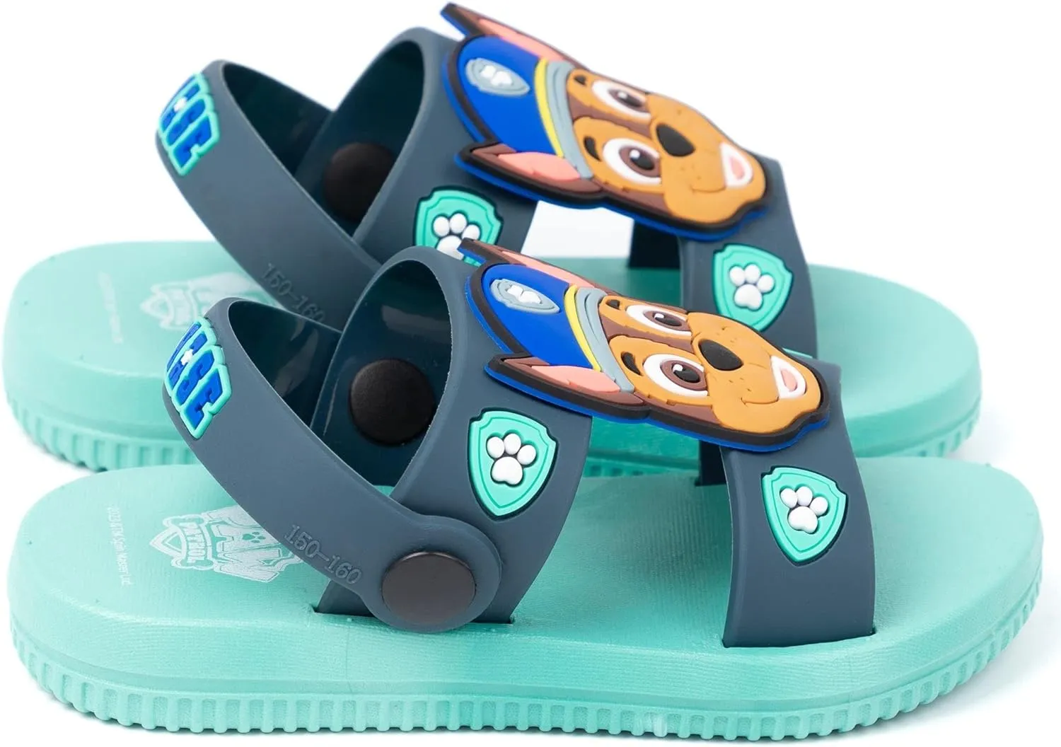 Paw Patrol Kids Sandals | Boys Blue Sliders with Supportive Strap | Chase The Police Dog Summer Shoes | Slip-on Footwear