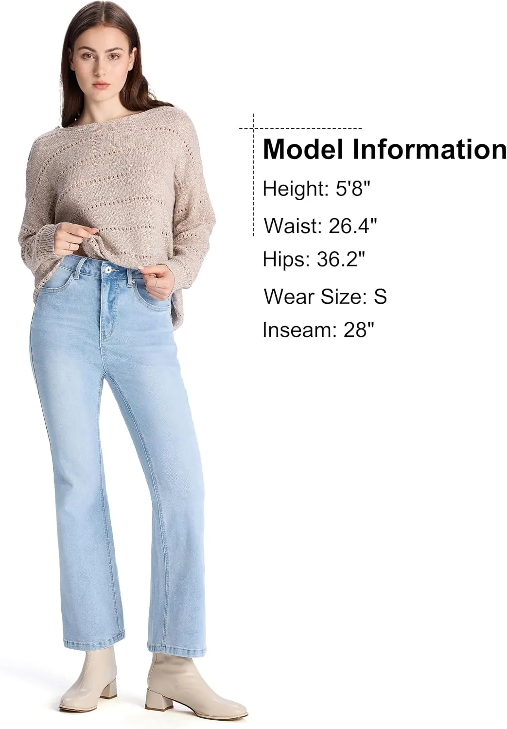 Petite Women's 24"/26"/28"/30" Stretch Flare Jeans High Waisted Curvy Bootcut Denim Pants