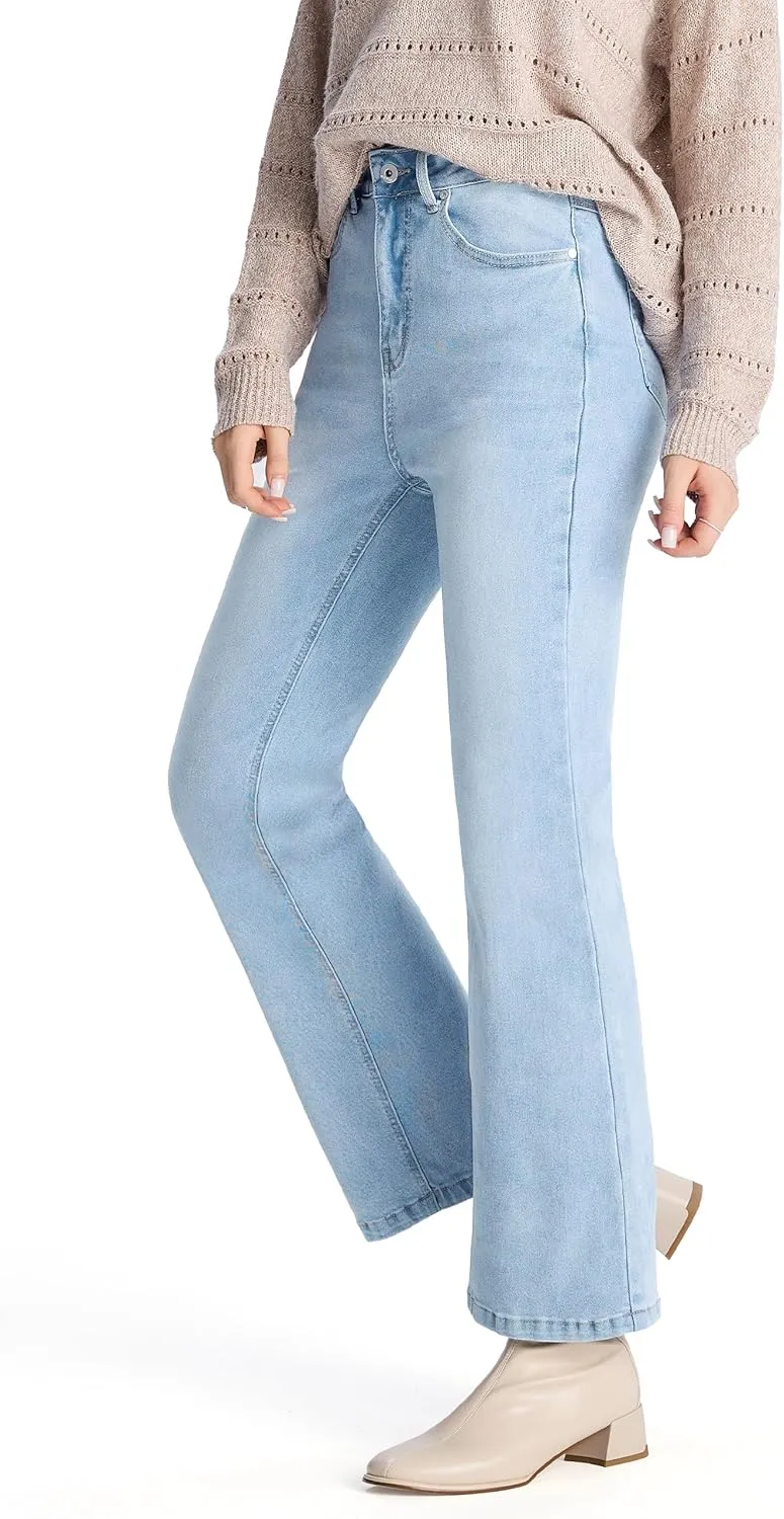 Petite Women's 24"/26"/28"/30" Stretch Flare Jeans High Waisted Curvy Bootcut Denim Pants