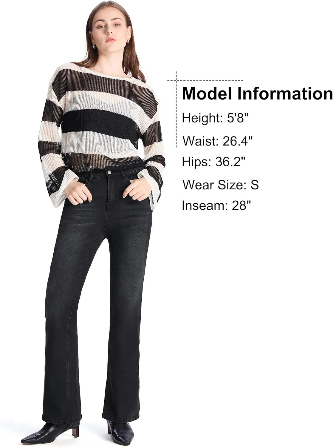 Petite Women's 24"/26"/28"/30" Stretch Flare Jeans High Waisted Curvy Bootcut Denim Pants