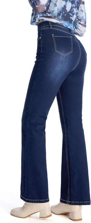 Petite Women's 24"/26"/28"/30" Stretch Flare Jeans High Waisted Curvy Bootcut Denim Pants