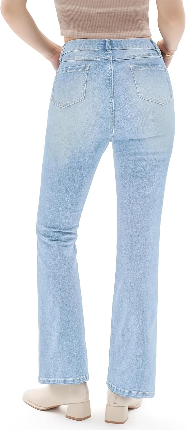 Petite Women's 24"/26"/28"/30" Stretch Flare Jeans High Waisted Curvy Bootcut Denim Pants