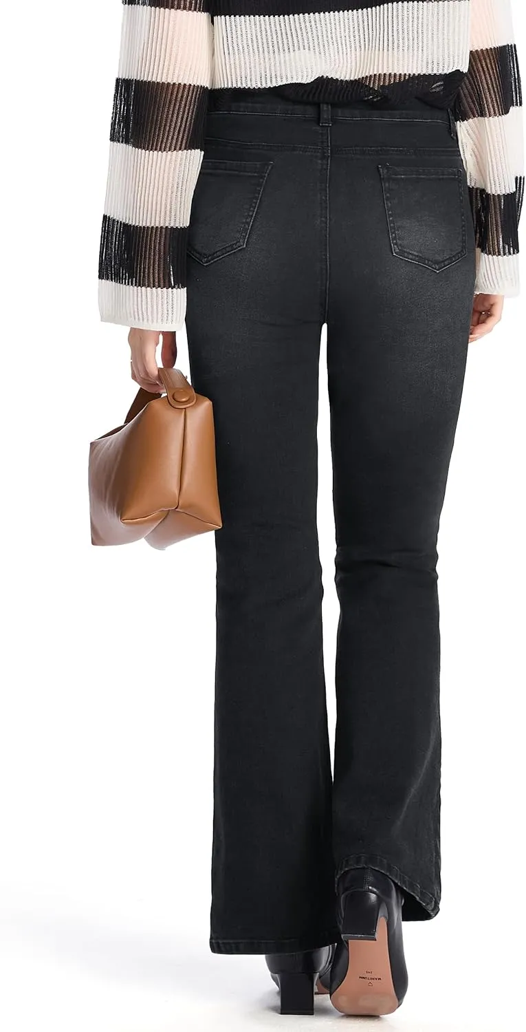 Petite Women's 24"/26"/28"/30" Stretch Flare Jeans High Waisted Curvy Bootcut Denim Pants