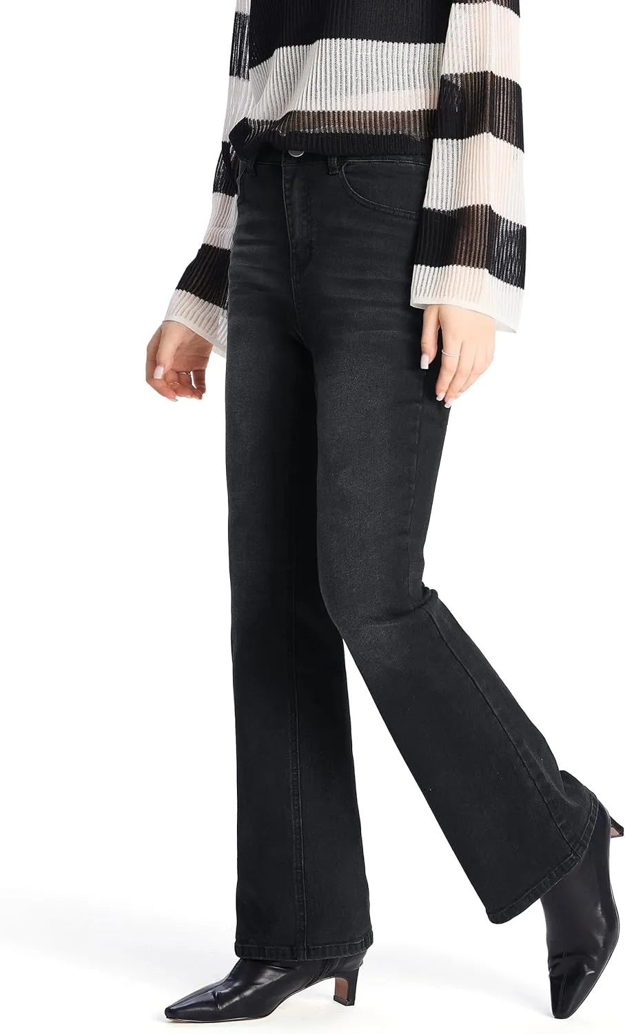 Petite Women's 24"/26"/28"/30" Stretch Flare Jeans High Waisted Curvy Bootcut Denim Pants