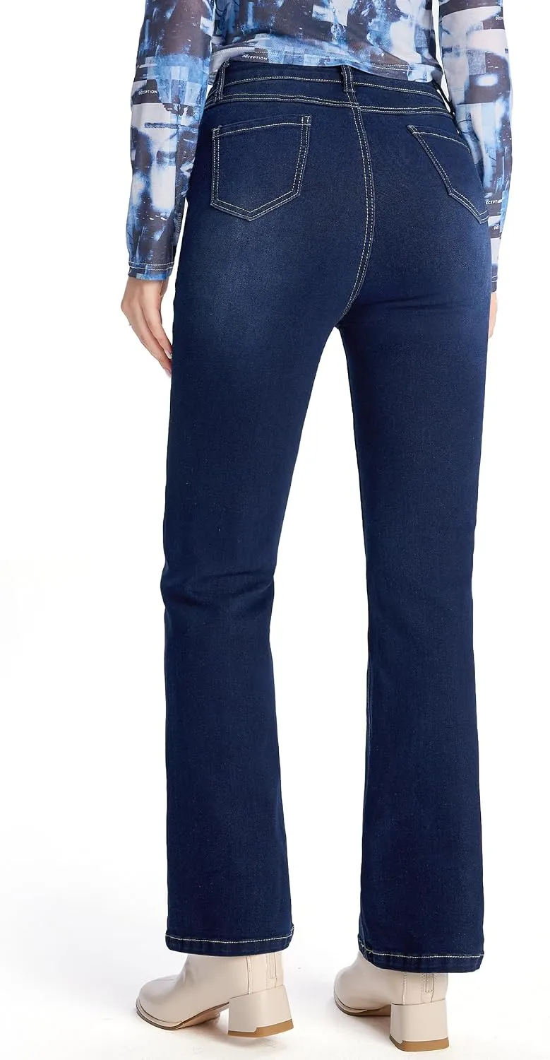 Petite Women's 24"/26"/28"/30" Stretch Flare Jeans High Waisted Curvy Bootcut Denim Pants