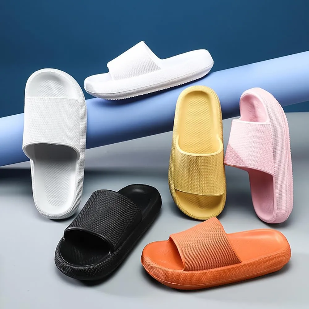 Pillow Slippers for Women and Men Non Slip, EVA Anti-Slip Cushioned Thick Sole Slides, Quick Drying Bathroom Sandals