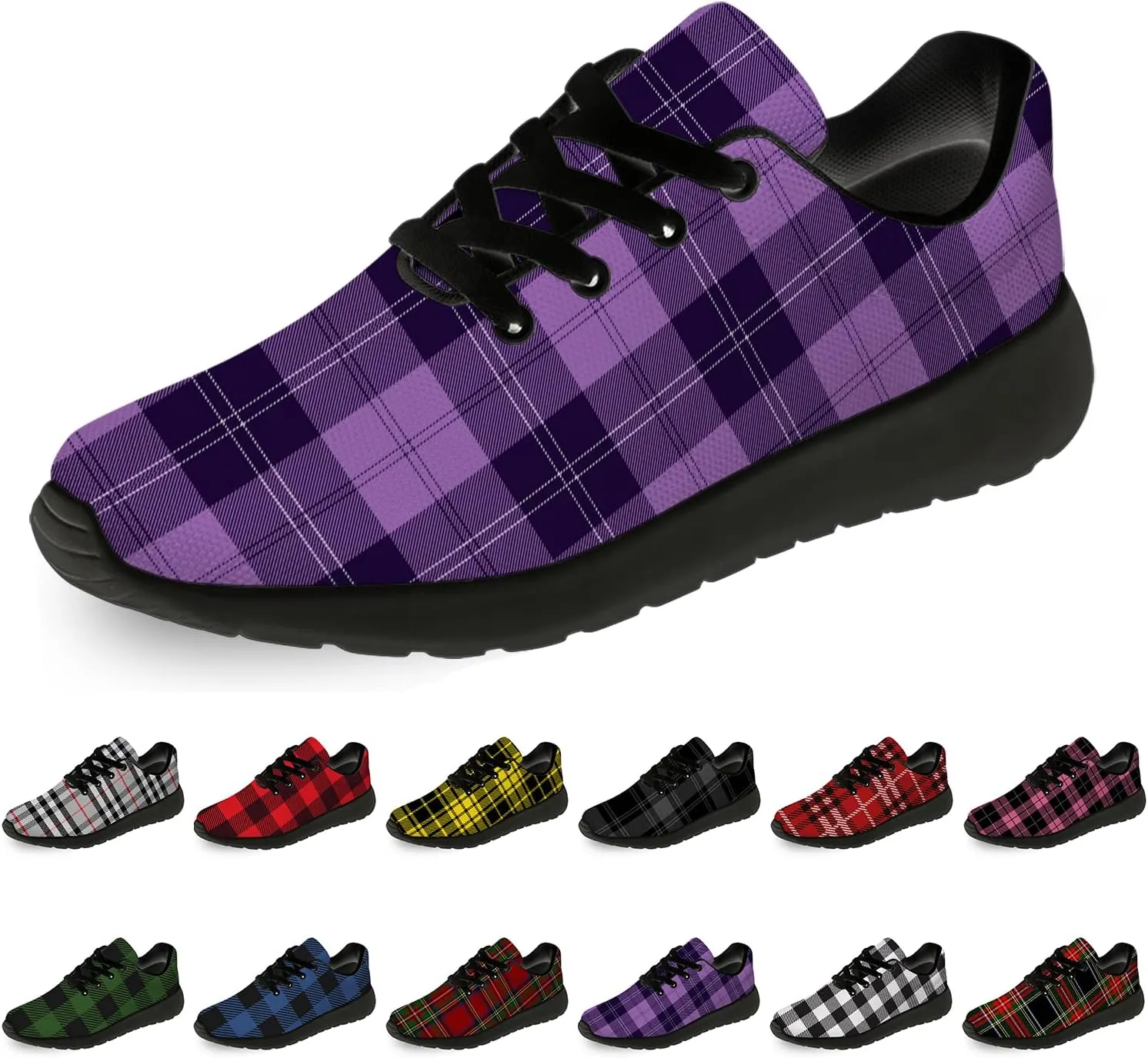 Plaid Shoes for Women Men Running Shoes Lightweight Walking Tennis Sneakers Jogging Shoes Gifts