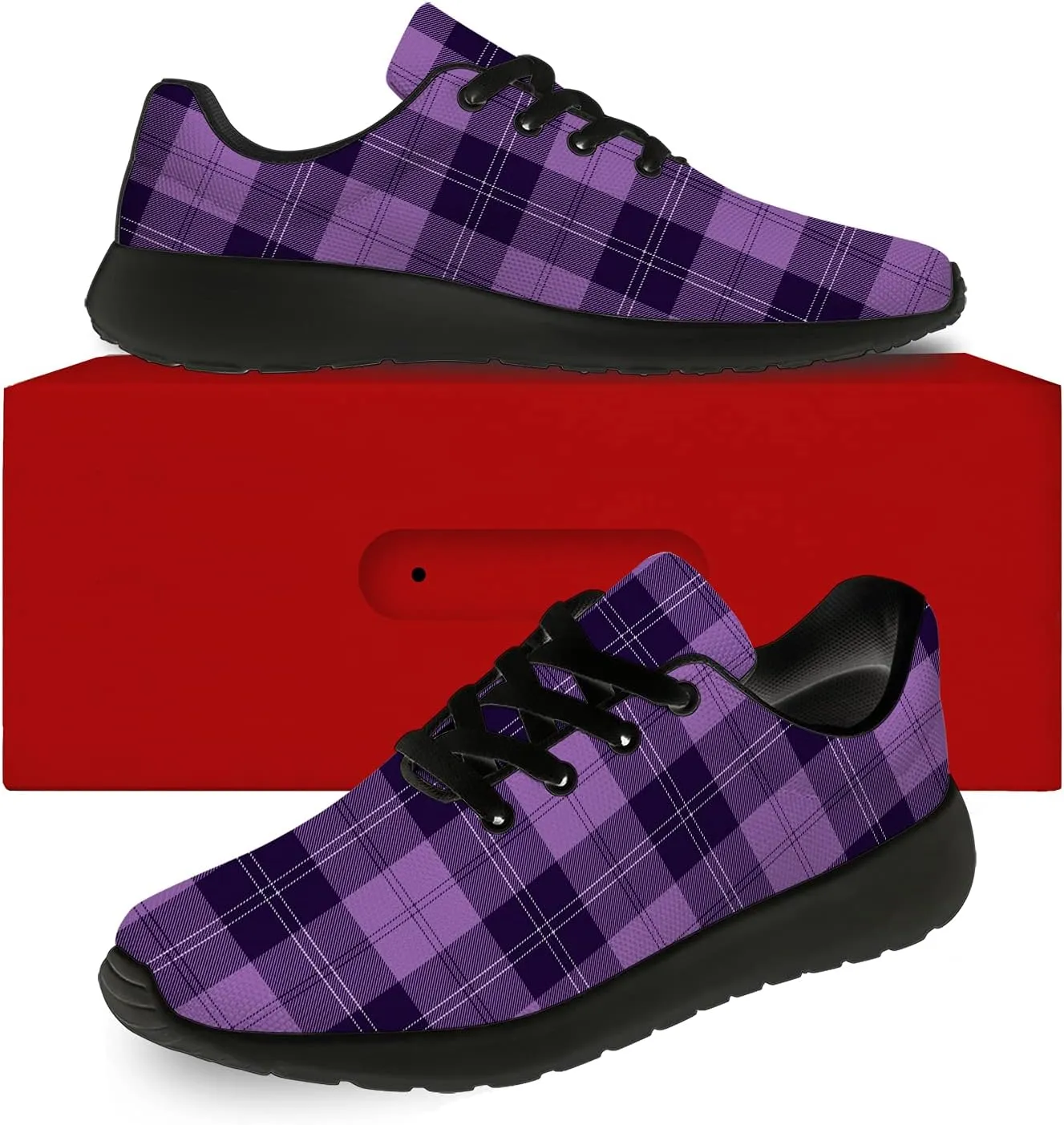 Plaid Shoes for Women Men Running Shoes Lightweight Walking Tennis Sneakers Jogging Shoes Gifts