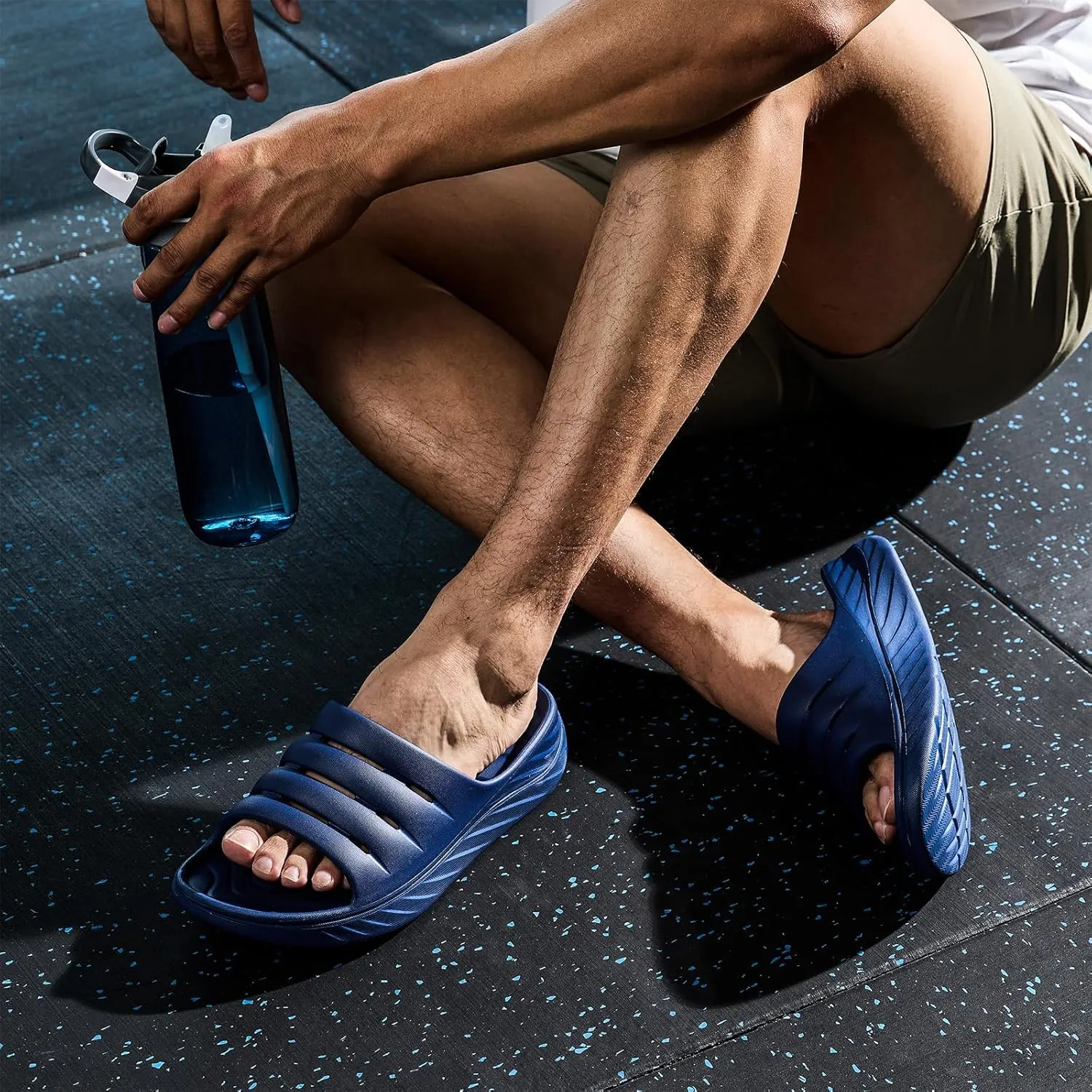 Recovery Sandals for Men and Women Orthotic Plantar Fasciitis Sandals with Arch Support Unisex Thick Slides with Cushion