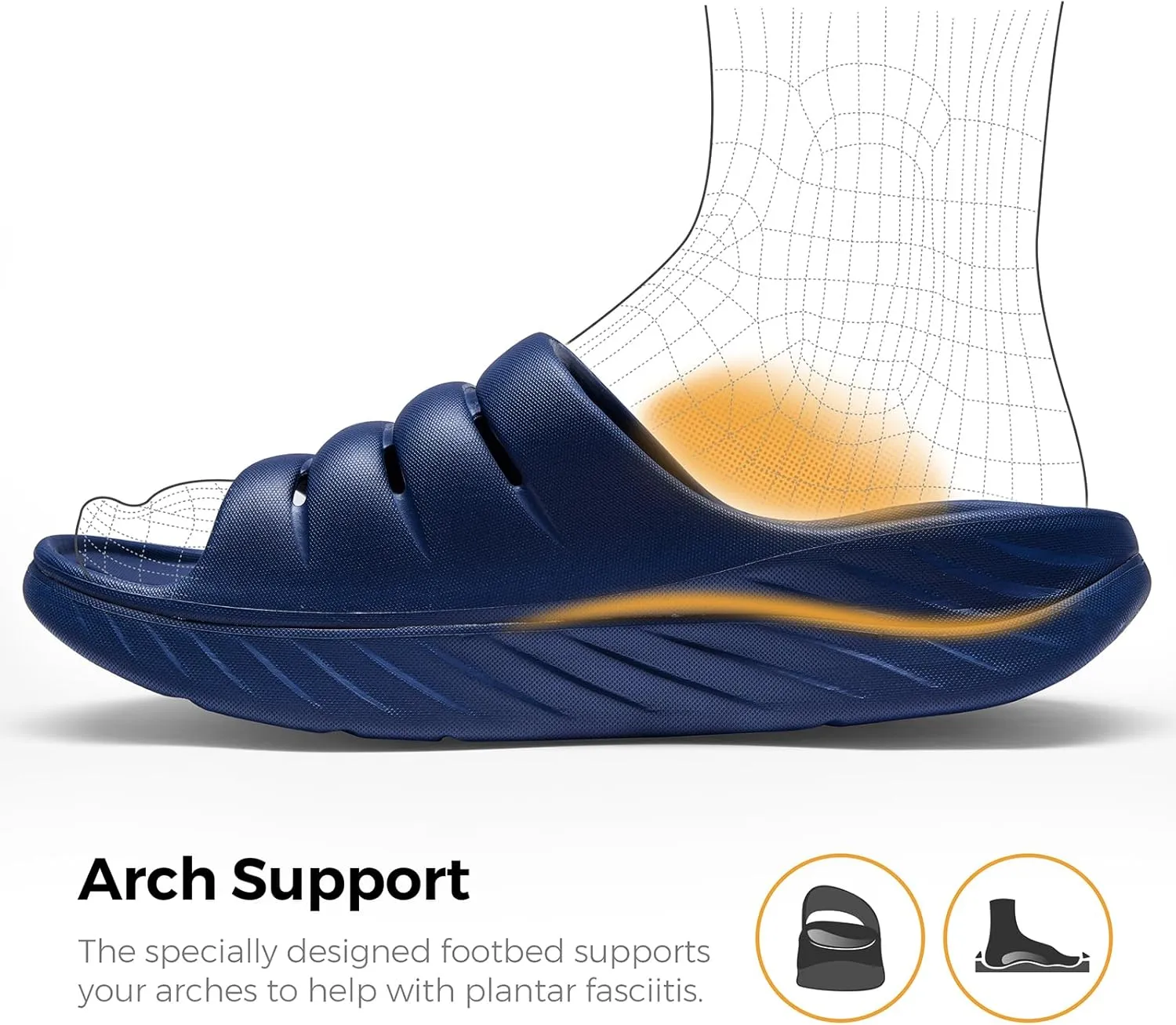 Recovery Sandals for Men and Women Orthotic Plantar Fasciitis Sandals with Arch Support Unisex Thick Slides with Cushion