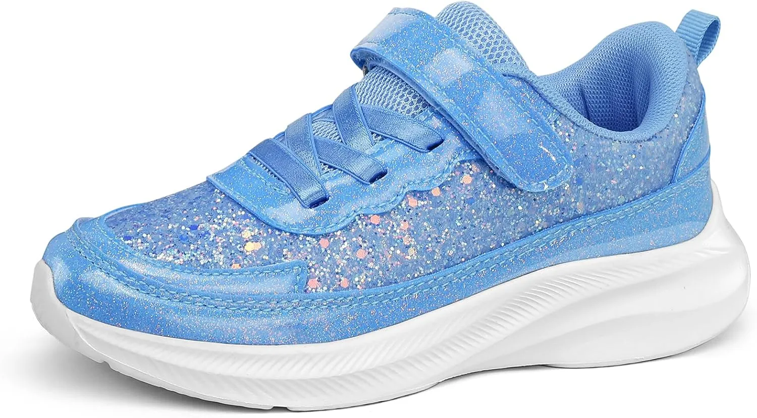 RUNSIDE Girls Glitter Sneakers Lightweight Kids Sparkle Tennis Shoes with Hook and Loop for Toddler/Little Kid/Big Kid