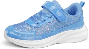RUNSIDE Girls Glitter Sneakers Lightweight Kids Sparkle Tennis Shoes with Hook and Loop for Toddler/Little Kid/Big Kid