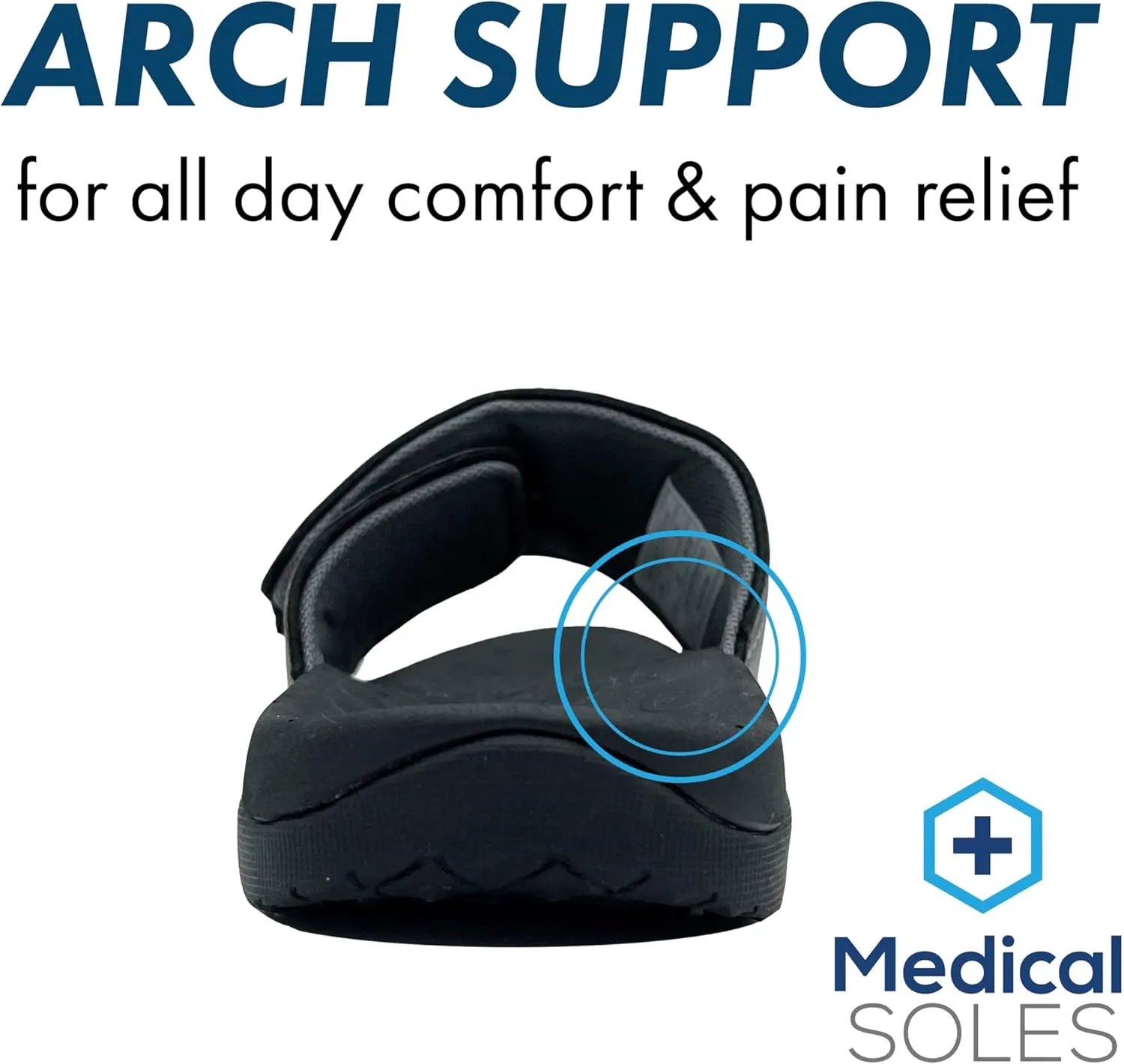 RX Unisex Slide & Flip-Flop Sandals -Orthotic Recovery Sandal with Comfortable Arch Support and Adjustable Strap for Foot and Leg Pain Relief, for Men and Women