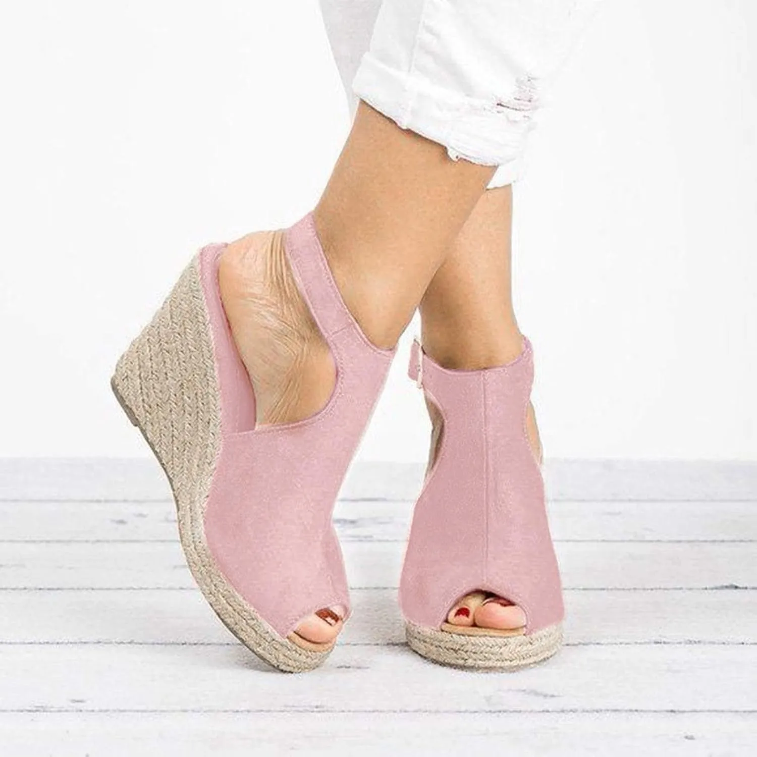 Sandals Women Fashion, Womens Sandals Sexy Hollow Floral Lace Chunky High Heels Peep Toe Platform Boots