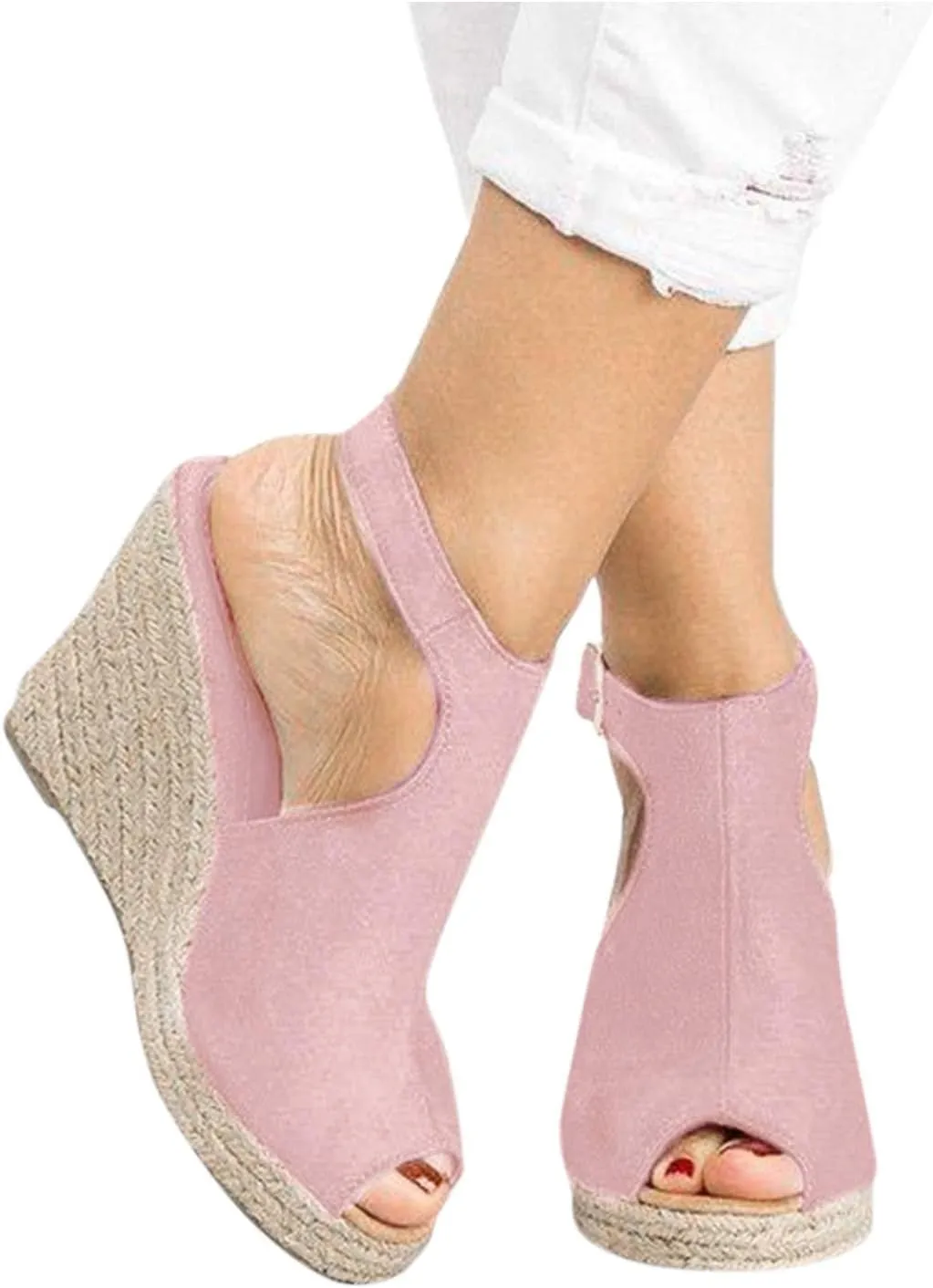 Sandals Women Fashion, Womens Sandals Sexy Hollow Floral Lace Chunky High Heels Peep Toe Platform Boots