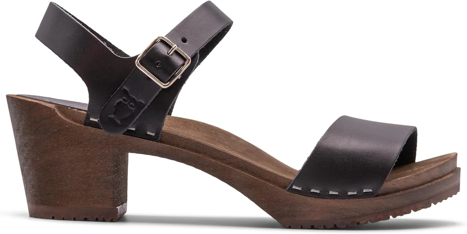 Sandgrens Handmade Swedish Wood Clogs for Women, High Heel Sandals | Vienna High