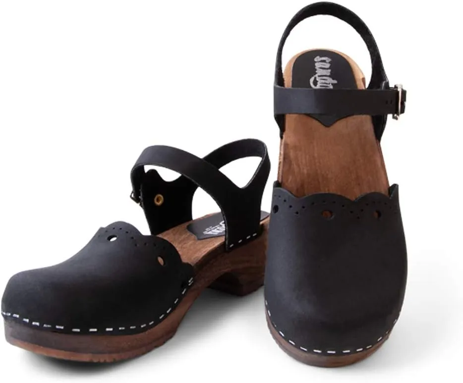 Sandgrens Handmade Swedish Wood Clogs for Women, Low Heel Sandals | Milan