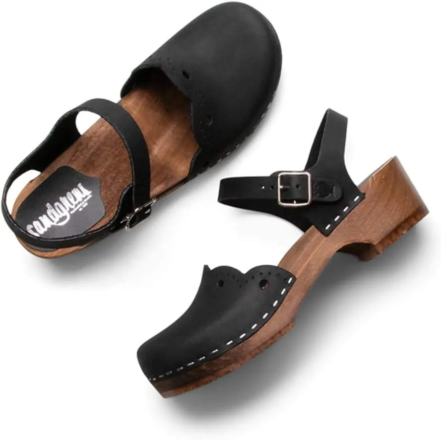 Sandgrens Handmade Swedish Wood Clogs for Women, Low Heel Sandals | Milan