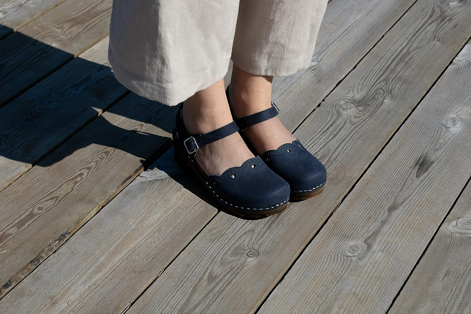 Sandgrens Handmade Swedish Wood Clogs for Women, Low Heel Sandals | Milan