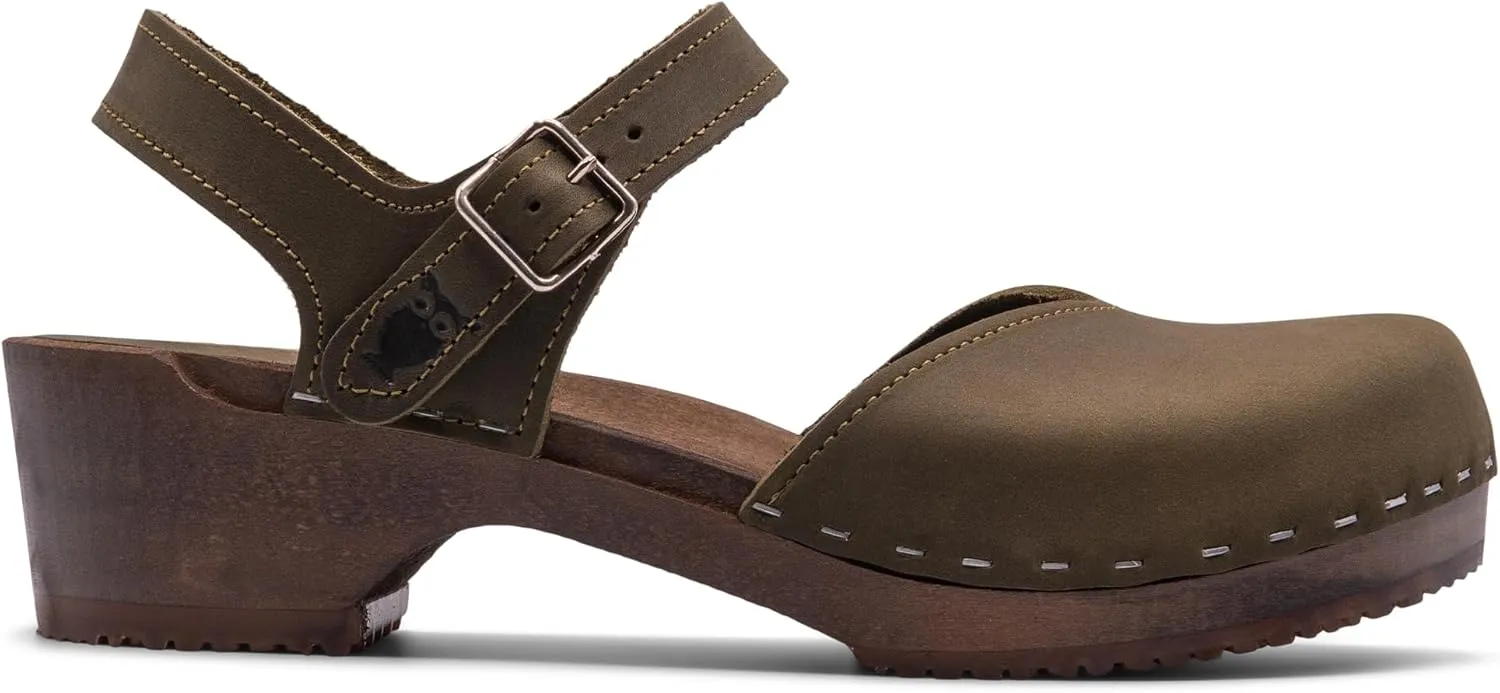 Sandgrens Handmade Swedish Wood Clogs for Women, Low Heel Sandals | Saragasso