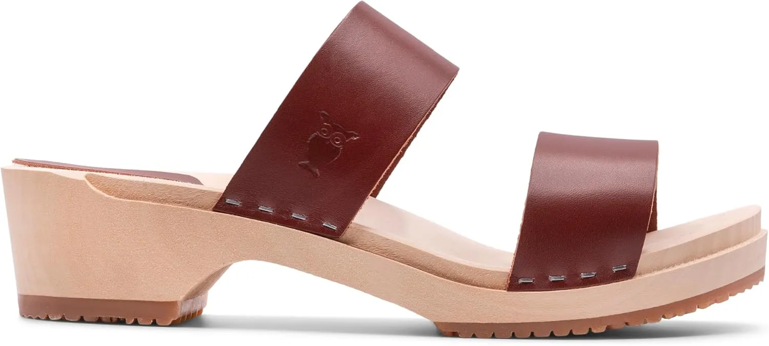 Sandgrens Handmade Swedish Wood Clogs for Women, Low Heel Sandals | Stockholm Low