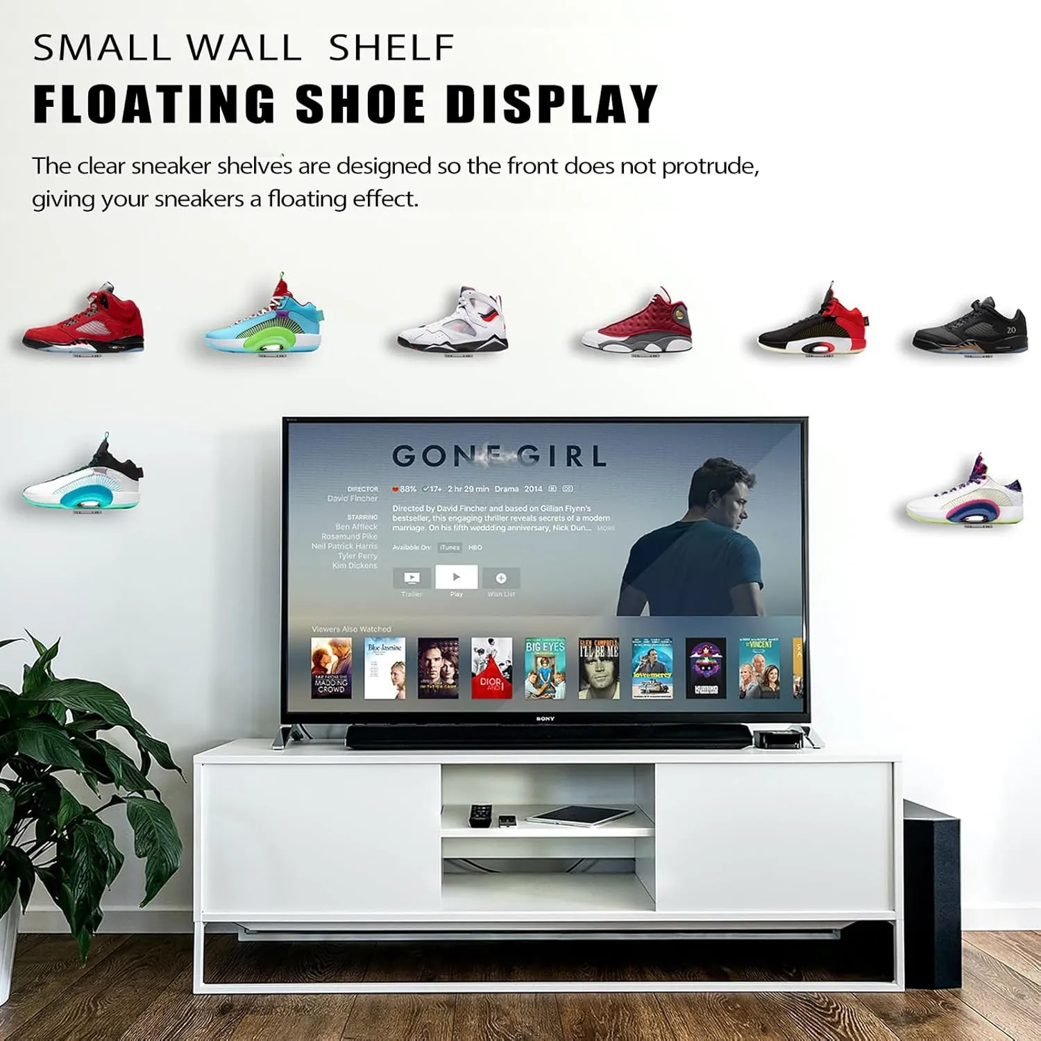 SIPRDE Floating Shoe Display Shelves for Wall Mount Set of 6 - Clear Acrylic Floating Shelves for Showcase Sneaker Collection or Shoes Box