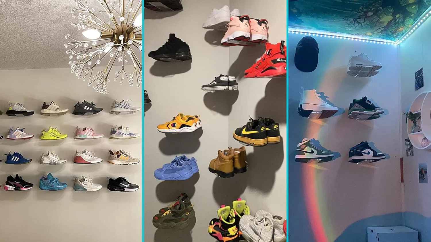 SIPRDE Floating Shoe Display Shelves for Wall Mount Set of 6 - Clear Acrylic Floating Shelves for Showcase Sneaker Collection or Shoes Box
