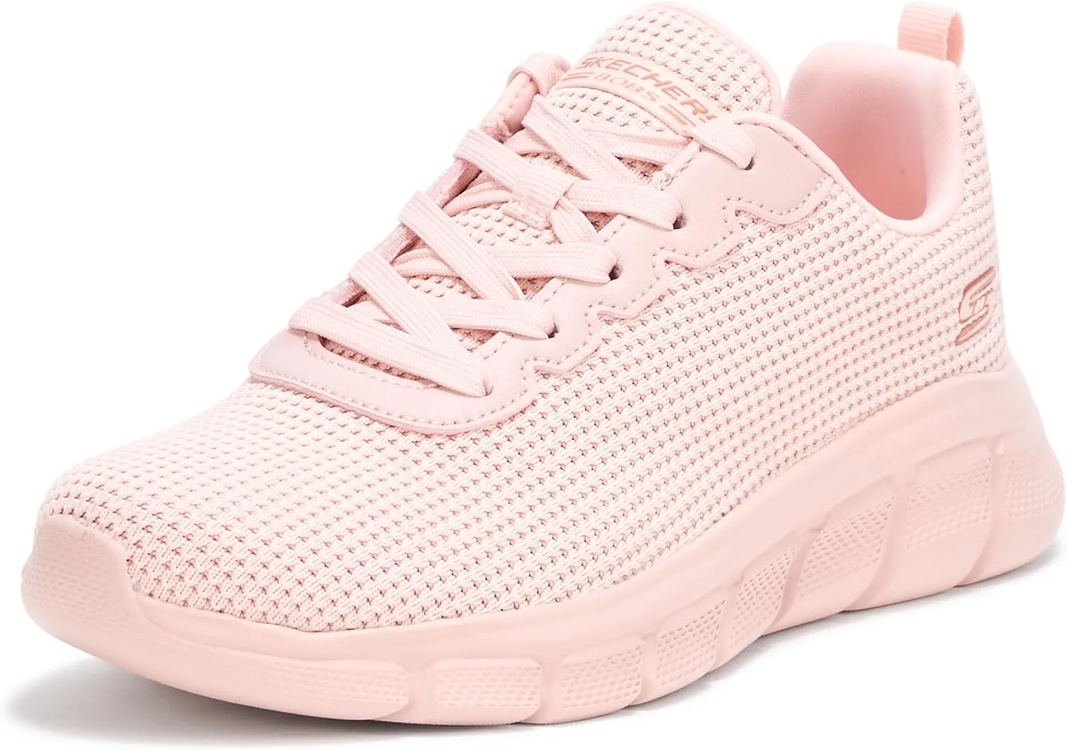 Skechers Women's BOBS Sport Sneakers-Visionary Essence Two Tone Knit Lace Up Machine Washable Vegan Shoes