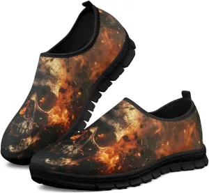 Skull Print Slip on Shoes for Men Women Loafers Hands Free Shoes Running Sneakers Breathable Walking Shoes