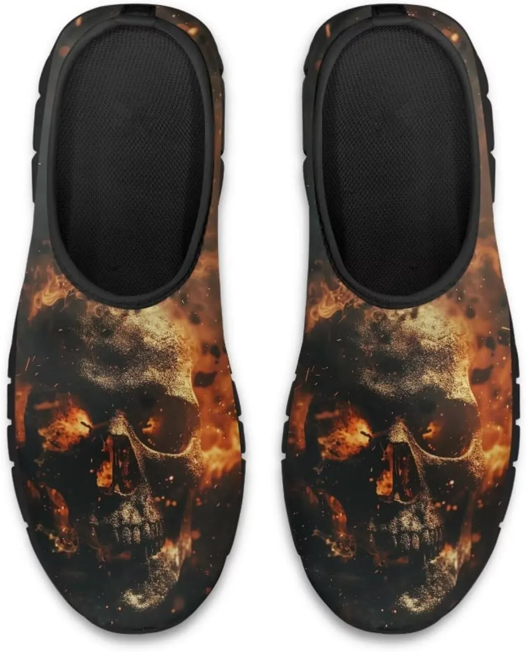 Skull Print Slip on Shoes for Men Women Loafers Hands Free Shoes Running Sneakers Breathable Walking Shoes