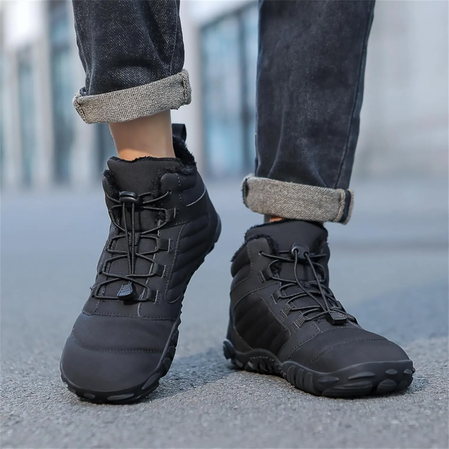 Snow Boots for Mens Womens Non-Slip Waterproof Cold-Proof Outdoor Hiking Sneakers Winter Warm Cotton Shoes