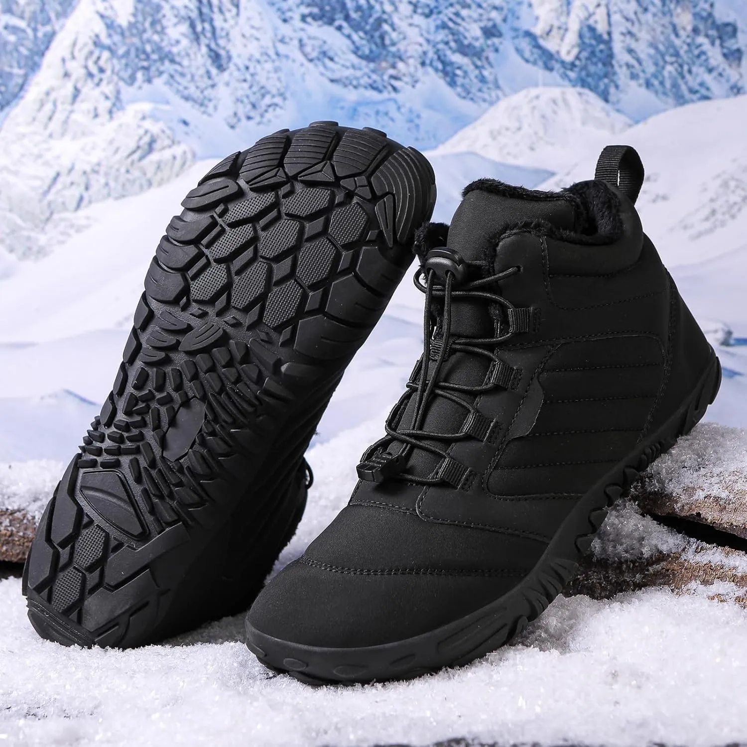 Snow Boots for Mens Womens Non-Slip Waterproof Cold-Proof Outdoor Hiking Sneakers Winter Warm Cotton Shoes