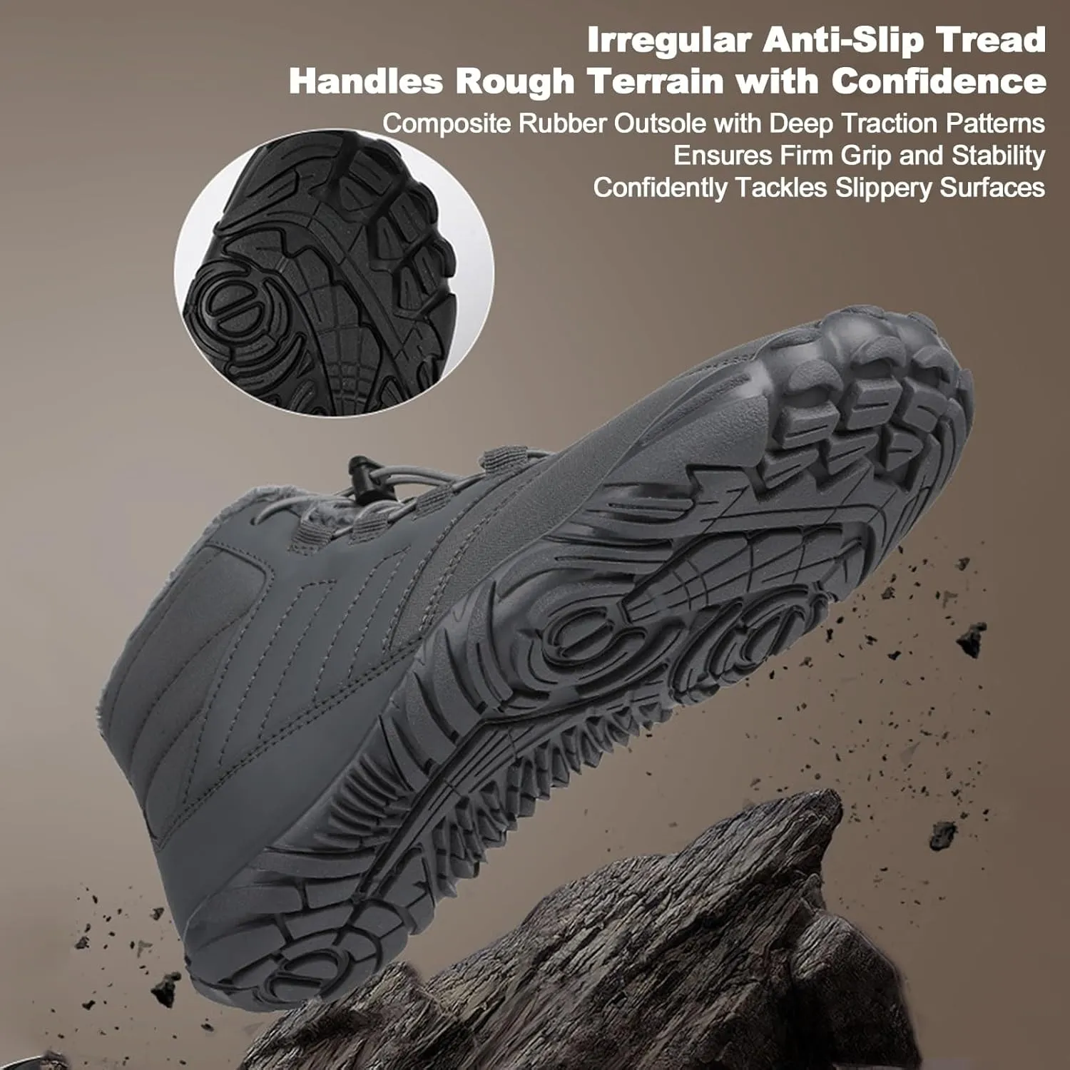 Snow Boots for Mens Womens Non-Slip Waterproof Cold-Proof Outdoor Hiking Sneakers Winter Warm Cotton Shoes