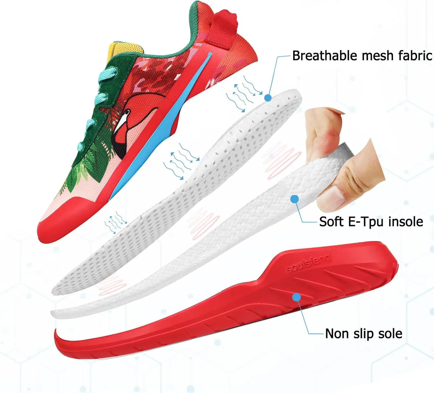 Soulsfeng Mens Running Shoes Lightweight Fashion Stylish Sports Workout Gym Tennis Walking Sneakers Size US 5.5-15