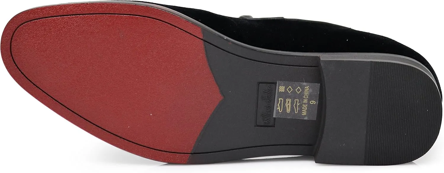 SPT03 Men's Vintage Plain Velvet Dress Loafers Slip On Shoes Classic Tuxedo Dress Shoes